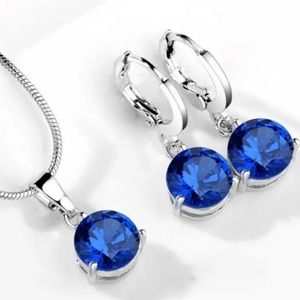 Dark Blue Necklace & Earring Set. NWOT